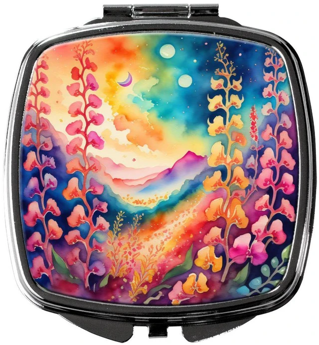 Main image of Colorful Snapdragon Compact Mirror Decorative Travel Makeup Mirror for Women Girls Gifts Pocket Makeup Mirror Folding Handheld