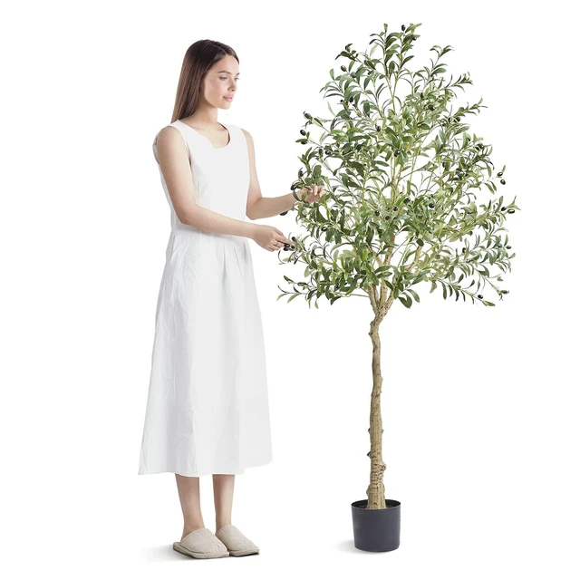 Alt view image 8 of 8 - Artificial Olive Tree, 6 FT Tall Faux Plant, Secure PE Material & Anti-Tip Tilt Protection Low-Maintenance Plant, Lifelike Green Fake Potted Tree for Home Office Warehouse Decor Indoor Outdoor