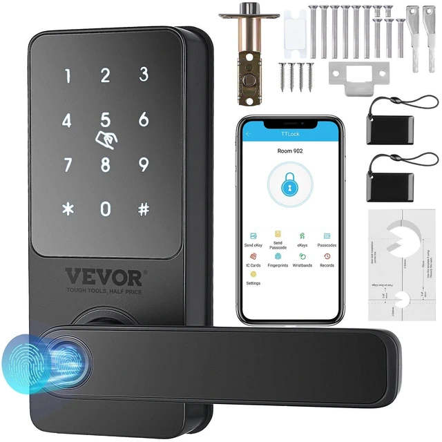 Alt view image 8 of 9 - Smart Lock, 5-in-1 Smart Door Knob, Fingerprint Deadbolt with App Control, Bluetooth Smart Lock, Keyless Entry Door Lock with Handle, Biometric Door Lock, Keypad Digital Door Lock for Front Door
