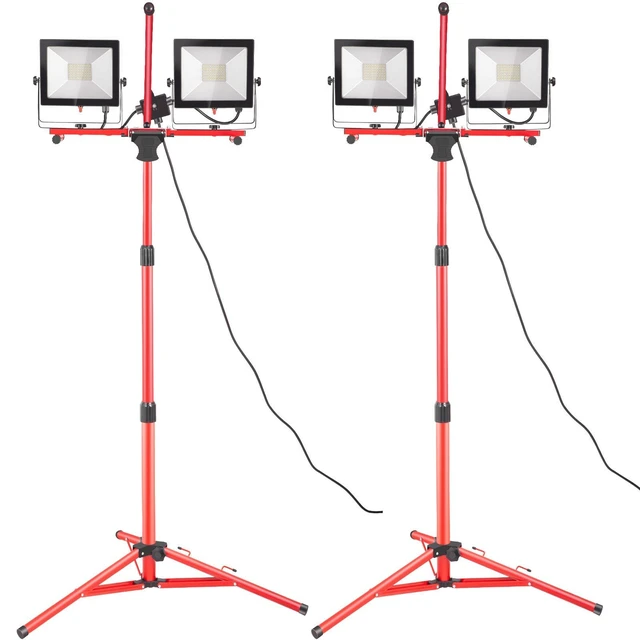 Alt view image 9 of 9 - VEVOR 2pcs Dual-head Led Work Light 10000 Lumen Led Work Light With Tripod Stand