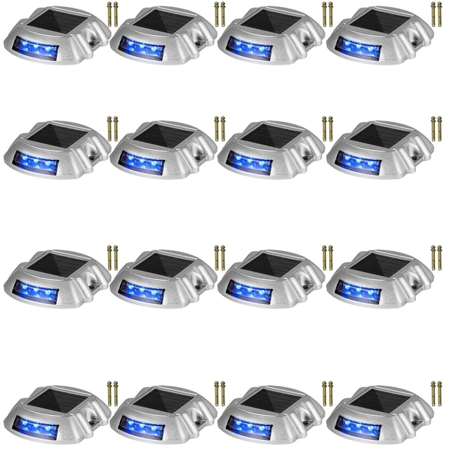 Alt view image 9 of 9 - VEVOR Driveway Lights, Solar Dock Lights 16-pack, Led Pathway Lights W/ Switch In Blue