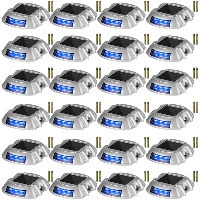Alt view image 9 of 9 - VEVOR Driveway Lights, Solar Driveway Lights 24-pack Solar Dock Lights W/ Switch, Blue