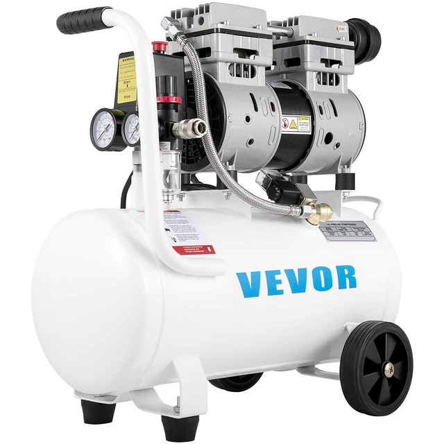 Alt view image 9 of 9 - VEVOR Oil Free Air Compressor Air Inflator 750W w/6.6 Gallon Tank Ultra Quiet