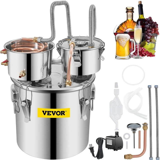 Alt view image 8 of 8 - 8Gal Home Use Moonshine Still Brewing Stainless Steel Water Wine Alcohol Double Keg