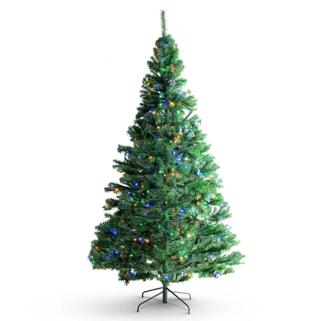 Alt view image 8 of 8 - VEVOR Christmas Tree, 6.5ft Prelit Artificial Xmas Tree, Full Holiday Decor Tree with 450 Multi-Color LED Lights, 1227 Branch Tips, Metal Base for Home Party Office Decoration