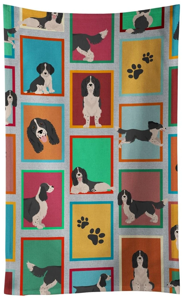 Main image of Lots of Black and White English Springer Spaniel Kitchen Towel Dish Cloths Guest Hand Towel Decorative Bathroom Towel for Face,Tea, Dishcloth, Kitchen and Bath