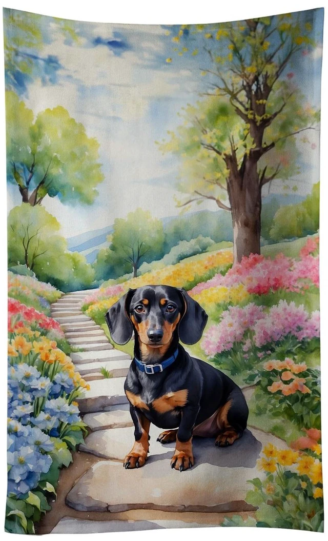 Main image of Dachshund Spring Path Kitchen Towel Dish Cloths Guest Hand Towel Decorative Bathroom Towel for Face,Tea, Dishcloth, Kitchen and Bath