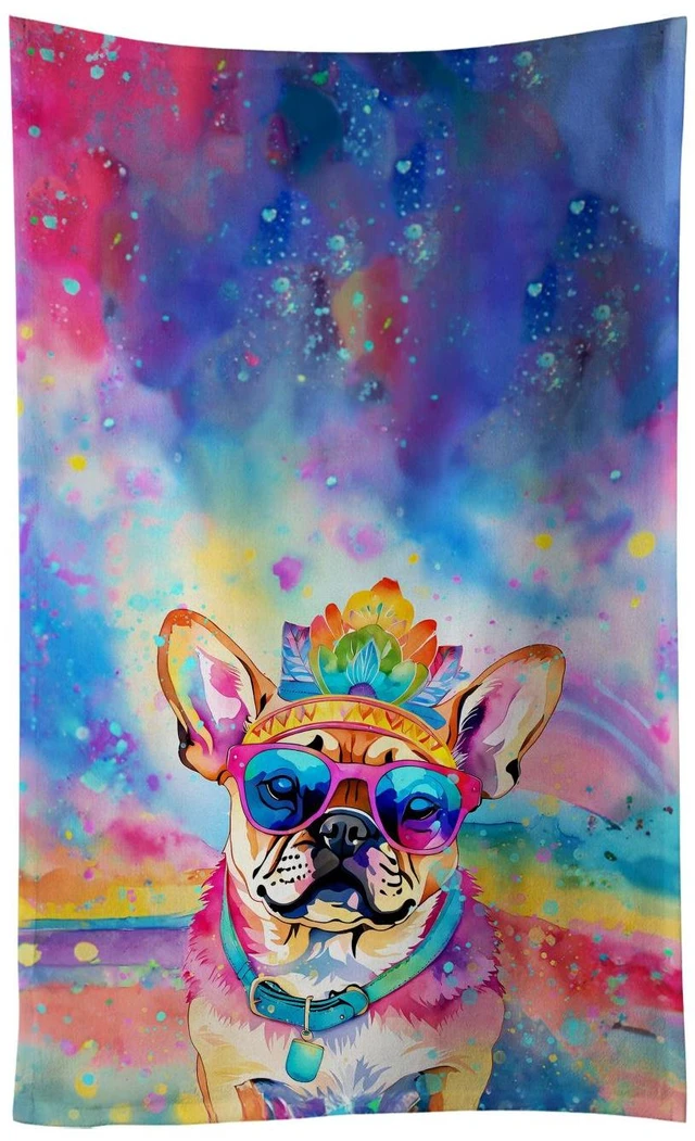 Main image of Pug Hippie Dawg Kitchen Towel Dish Cloths Guest Hand Towel Decorative Bathroom Towel for Face,Tea, Dishcloth, Kitchen and Bath