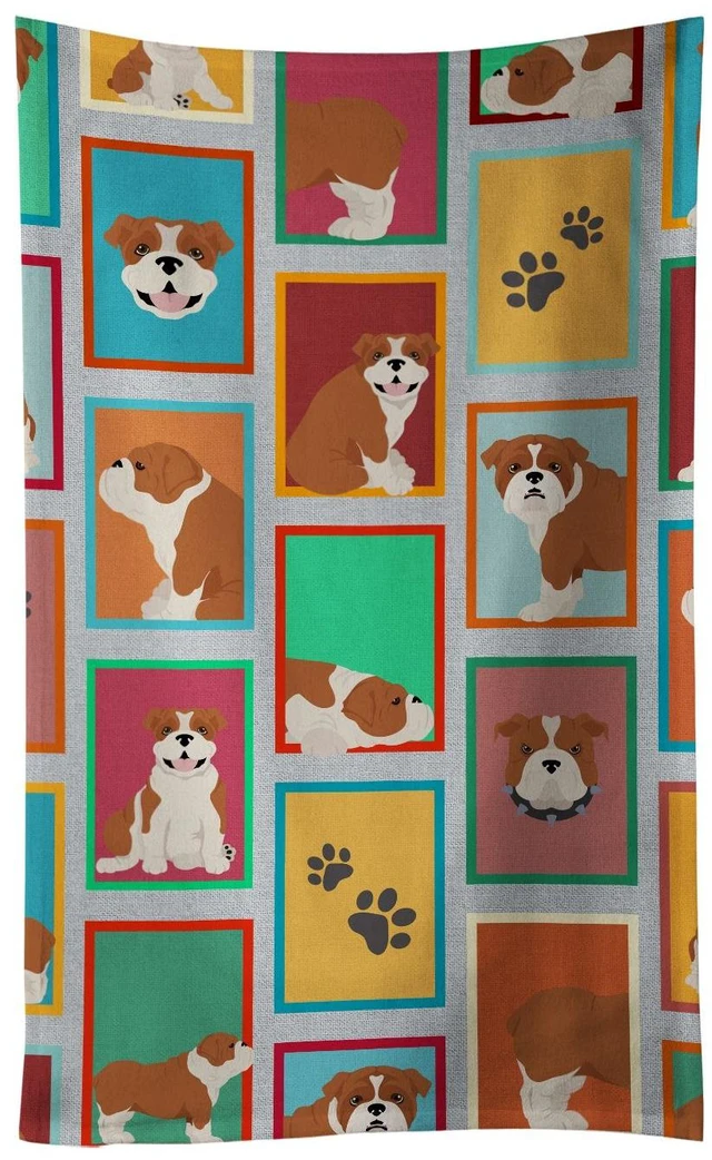 Main image of Lots of Red and White English Bulldog Kitchen Towel Dish Cloths Guest Hand Towel Decorative Bathroom Towel for Face,Tea, Dishcloth, Kitchen and Bath