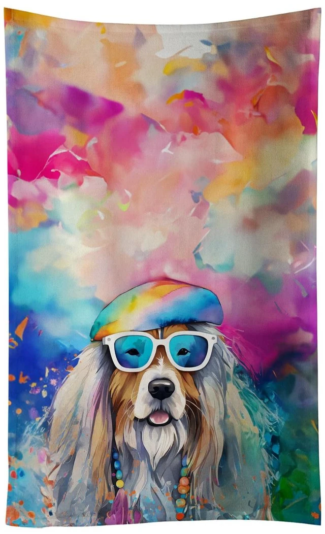 Main image of Bearded Collie Hippie Dawg Kitchen Towel Dish Cloths Guest Hand Towel Decorative Bathroom Towel for Face,Tea, Dishcloth, Kitchen and Bath