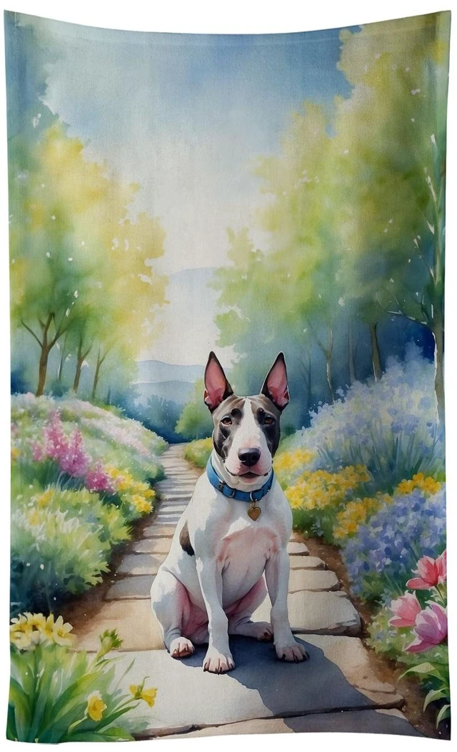 Main image of NEW Bull Terrier Spring Path Kitchen Towel Dish Cloths Guest Hand Towel Decorative Bathroom Towel for Face,Tea, Dishcloth, Kitchen and Bath
