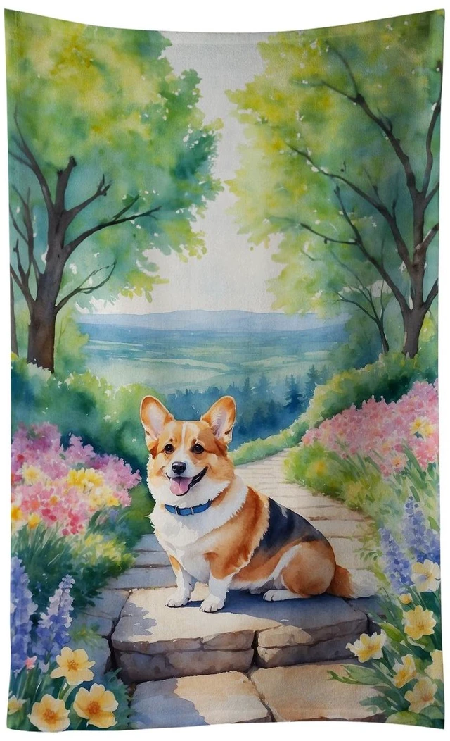 Main image of Corgi Spring Path Kitchen Towel Dish Cloths Guest Hand Towel Decorative Bathroom Towel for Face,Tea, Dishcloth, Kitchen and Bath