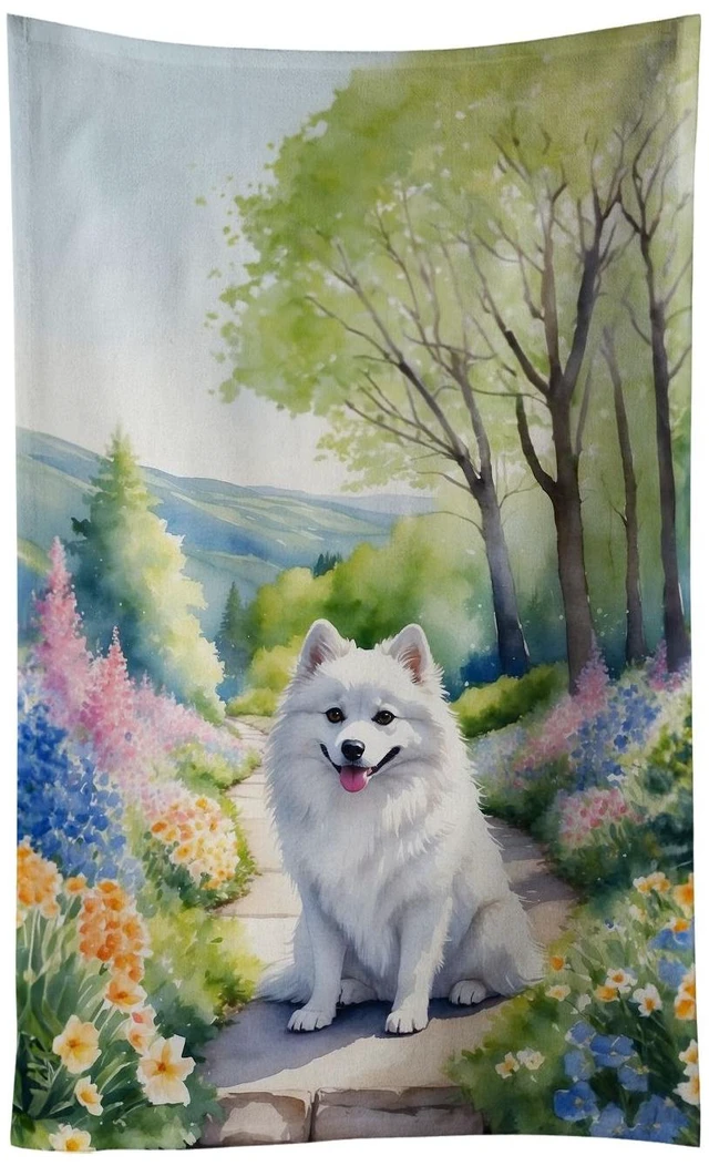 Main image of American Eskimo Spring Garden Kitchen Towel Dish Cloths Guest Hand Towel Decorative Bathroom Towel for Face,Tea, Dishcloth, Kitchen and Bath
