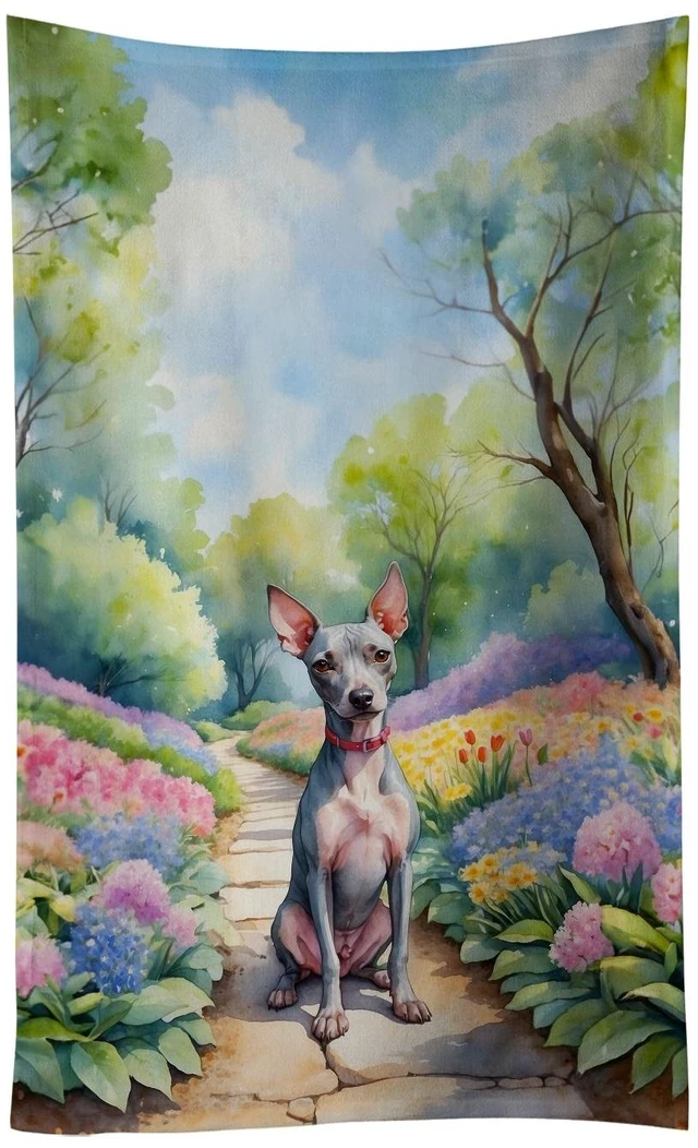 Main image of American Hairless Terrier Spring Garden Kitchen Towel Dish Cloths Guest Hand Towel Decorative Bathroom Towel for Face,Tea, Dishcloth, Kitchen and Bath