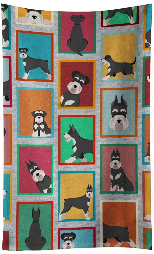 Main image of Lots of Black and Silver Schnauzer Kitchen Towel Dish Cloths Guest Hand Towel Decorative Bathroom Towel for Face,Tea, Dishcloth, Kitchen and Bath