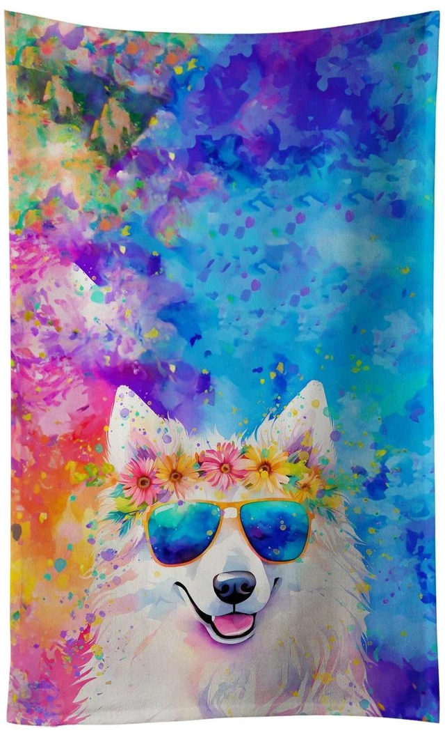 Main image of Samoyed Hippie Dawg Kitchen Towel Dish Cloths Guest Hand Towel Decorative Bathroom Towel for Face,Tea, Dishcloth, Kitchen and Bath