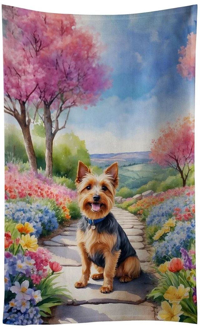 Main image of Australian Terrier Spring Garden Kitchen Towel Dish Cloths Guest Hand Towel Decorative Bathroom Towel for Face,Tea, Dishcloth, Kitchen and Bath