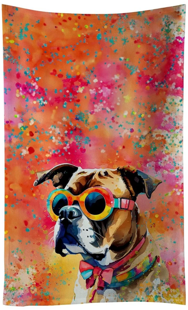 Main image of Boxer Hippie Dawg Kitchen Towel Dish Cloths Guest Hand Towel Decorative Bathroom Towel for Face,Tea, Dishcloth, Kitchen and Bath