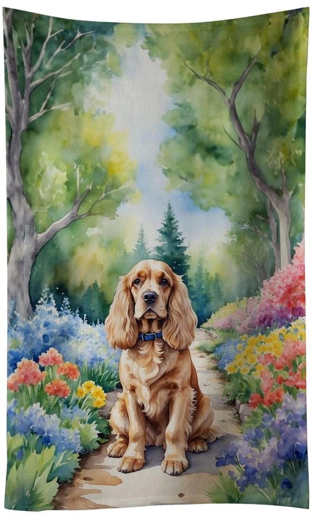 Main image of Cocker Spaniel Spring Path Kitchen Towel Dish Cloths Guest Hand Towel Decorative Bathroom Towel for Face,Tea, Dishcloth, Kitchen and Bath