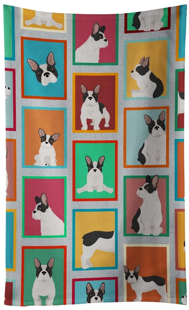 Main image of Lots of Black and White French Bulldog Kitchen Towel Dish Cloths Guest Hand Towel Decorative Bathroom Towel for Face,Tea, Dishcloth, Kitchen and Bath
