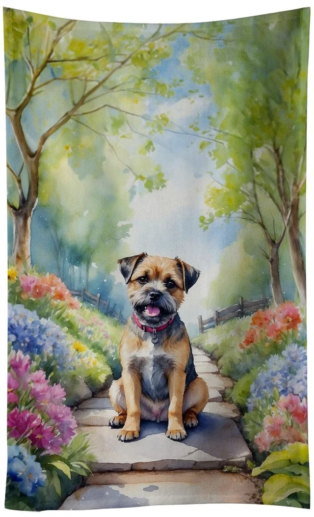 Main image of Border Terrier Spring Path Kitchen Towel Dish Cloths Guest Hand Towel Decorative Bathroom Towel for Face,Tea, Dishcloth, Kitchen and Bath