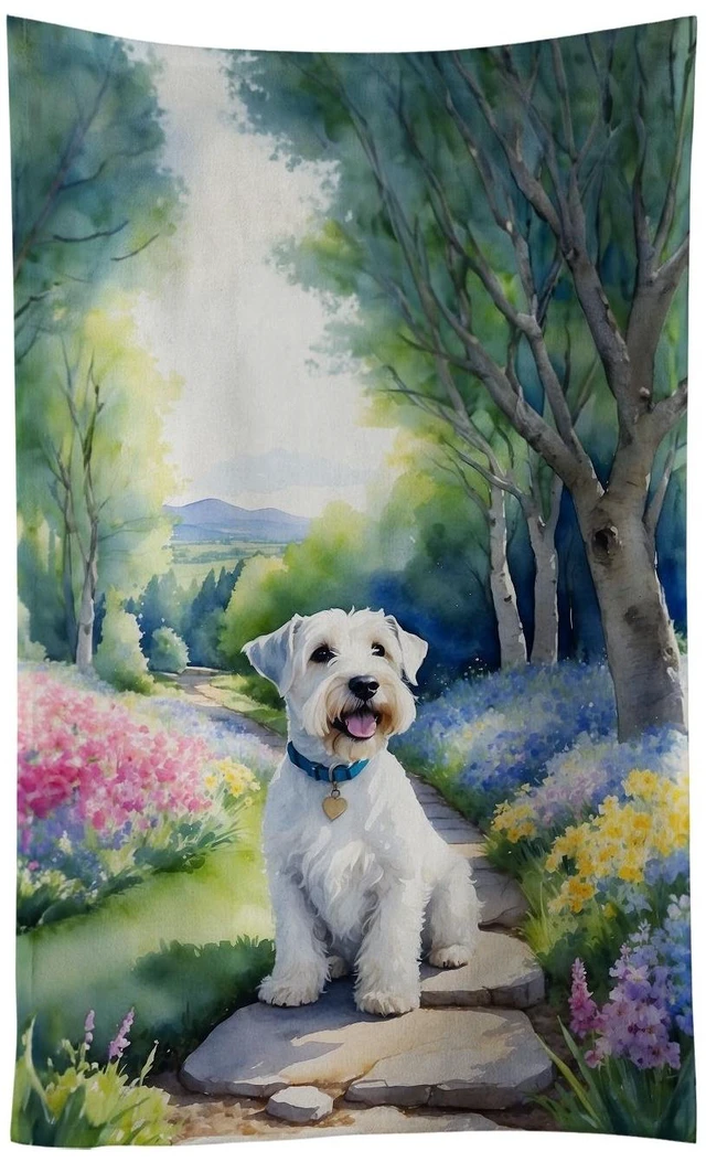 Main image of Sealyham Terrier Spring Path Kitchen Towel Dish Cloths Guest Hand Towel Decorative Bathroom Towel for Face,Tea, Dishcloth, Kitchen and Bath