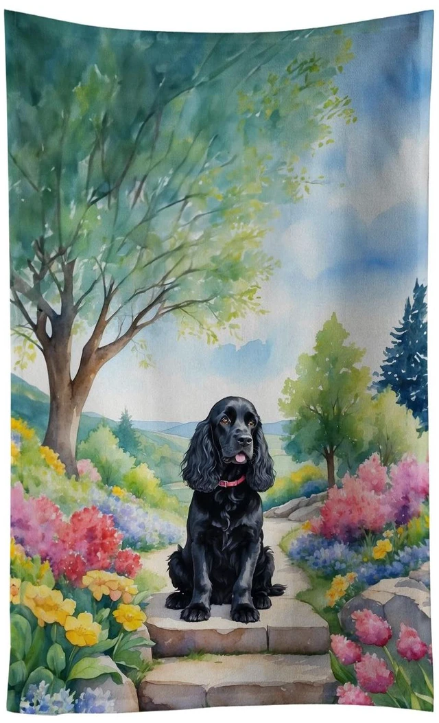Main image of Cocker Spaniel Spring Path Kitchen Towel Dish Cloths Guest Hand Towel Decorative Bathroom Towel for Face,Tea, Dishcloth, Kitchen and Bath