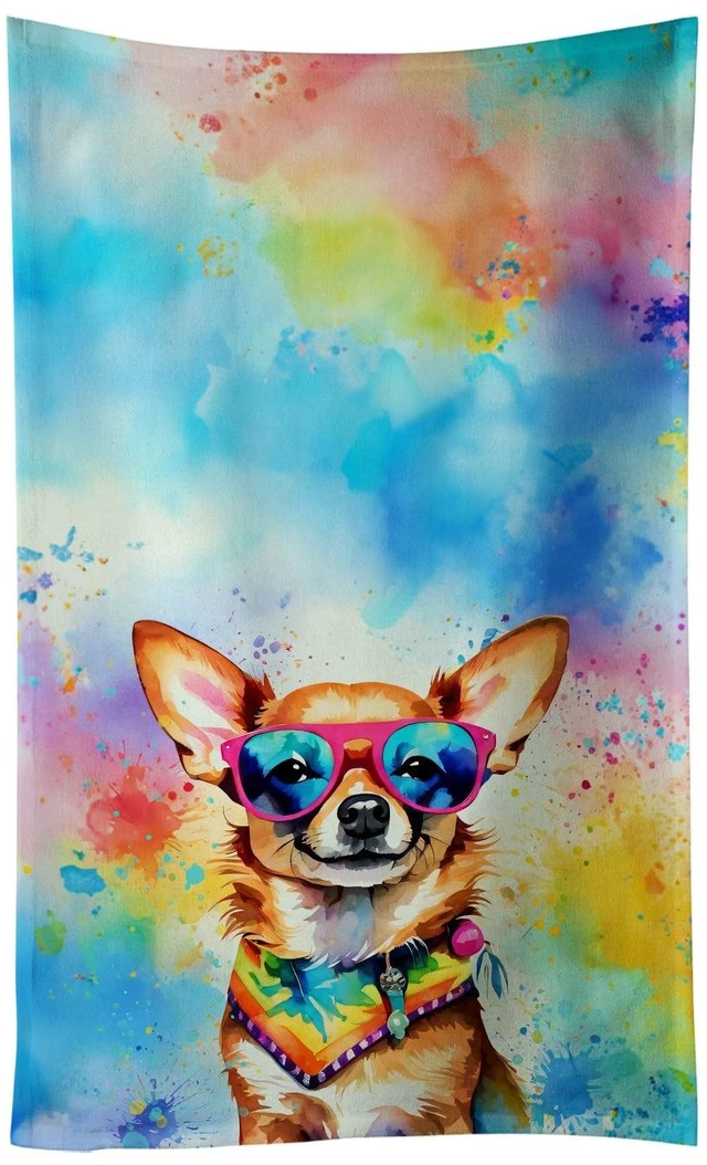 Main image of Chihuahua Hippie Dawg Kitchen Towel Dish Cloths Guest Hand Towel Decorative Bathroom Towel for Face,Tea, Dishcloth, Kitchen and Bath