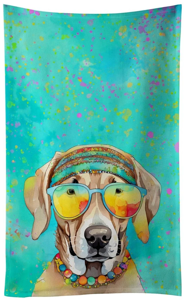Main image of Weimaraner Hippie Dawg Kitchen Towel Dish Cloths Guest Hand Towel Decorative Bathroom Towel for Face,Tea, Dishcloth, Kitchen and Bath