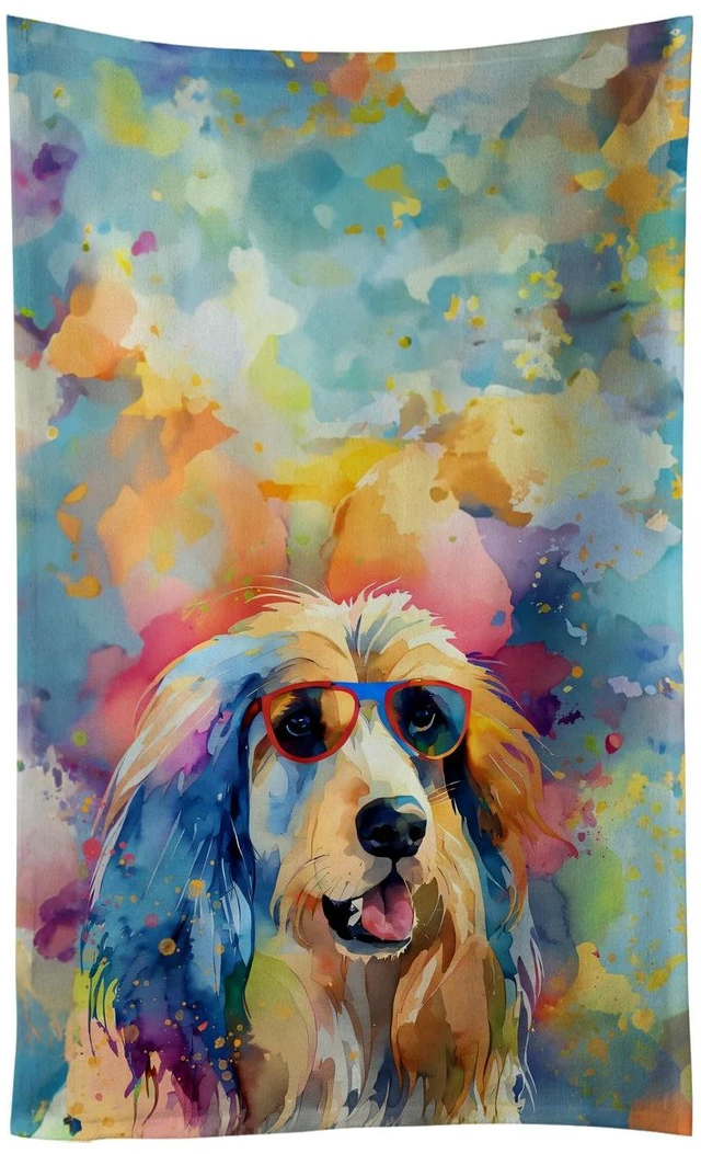 Main image of Afghan Hound Hippie Dawg Kitchen Towel Dish Cloths Guest Hand Towel Decorative Bathroom Towel for Face,Tea, Dishcloth, Kitchen and Bath
