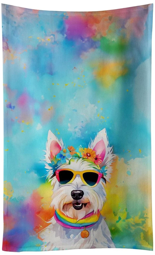 Main image of Westie Hippie Dawg Kitchen Towel Dish Cloths Guest Hand Towel Decorative Bathroom Towel for Face,Tea, Dishcloth, Kitchen and Bath