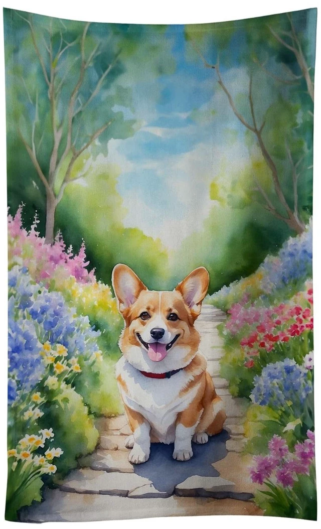 Main image of Corgi Spring Path Kitchen Towel Dish Cloths Guest Hand Towel Decorative Bathroom Towel for Face,Tea, Dishcloth, Kitchen and Bath