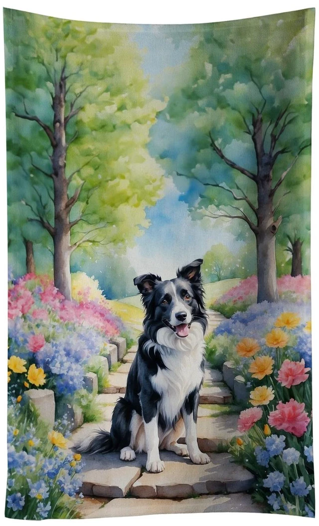 Main image of Border Collie Spring Path Kitchen Towel Dish Cloths Guest Hand Towel Decorative Bathroom Towel for Face,Tea, Dishcloth, Kitchen and Bath