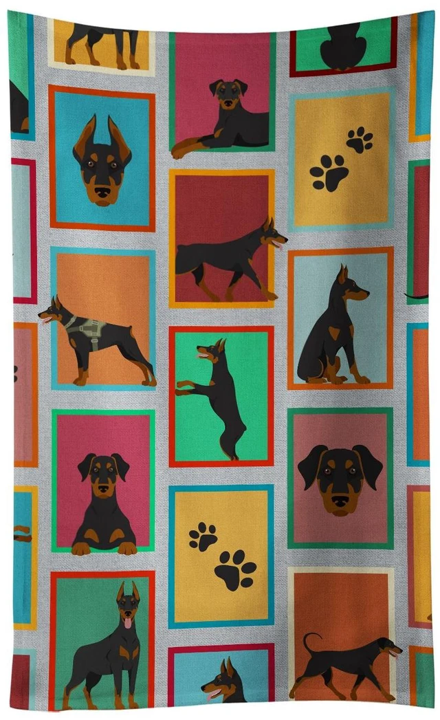 Main image of Lots of Doberman Pinscher Kitchen Towel Dish Cloths Guest Hand Towel Decorative Bathroom Towel for Face,Tea, Dishcloth, Kitchen and Bath