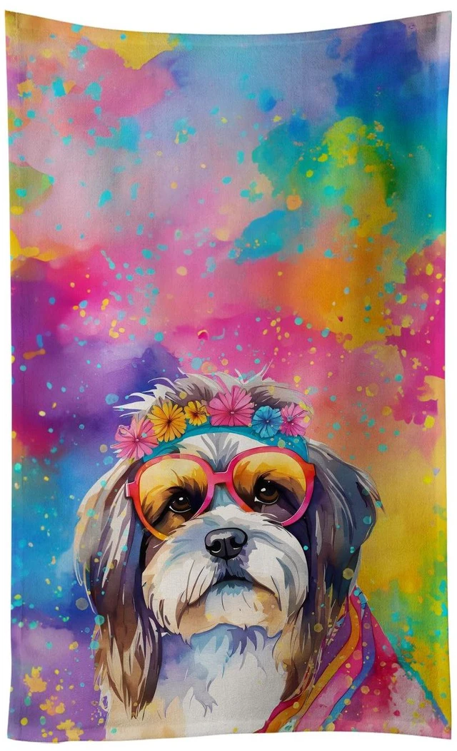 Main image of Shih Tzu Hippie Dawg Kitchen Towel Dish Cloths Guest Hand Towel Decorative Bathroom Towel for Face,Tea, Dishcloth, Kitchen and Bath