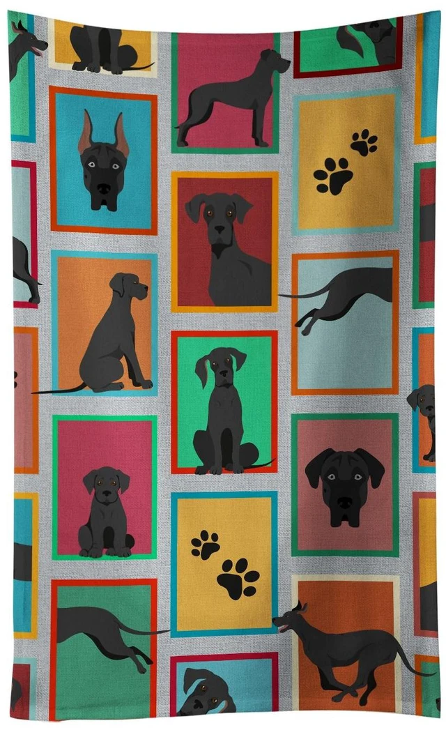 Main image of Lots of Black Great Dane Kitchen Towel Dish Cloths Guest Hand Towel Decorative Bathroom Towel for Face,Tea, Dishcloth, Kitchen and Bath