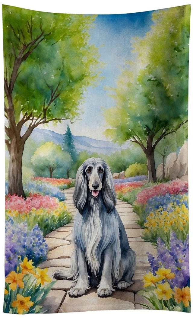 Main image of Afghan Hound Spring Garden Kitchen Towel Dish Cloths Guest Hand Towel Decorative Bathroom Towel for Face,Tea, Dishcloth, Kitchen and Bath