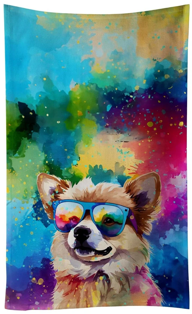 Main image of Pomeranian Hippie Dawg Kitchen Towel Dish Cloths Guest Hand Towel Decorative Bathroom Towel for Face,Tea, Dishcloth, Kitchen and Bath