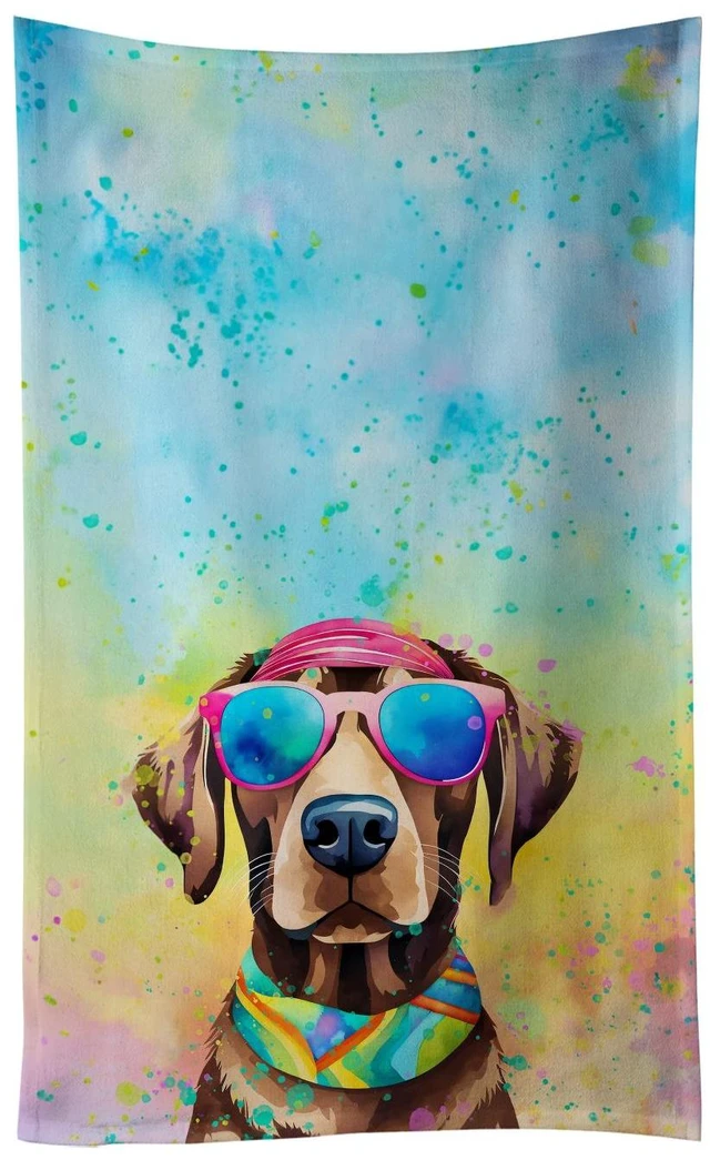 Main image of Chocolate Labrador Hippie Dawg Kitchen Towel Dish Cloths Guest Hand Towel Decorative Bathroom Towel for Face,Tea, Dishcloth, Kitchen and Bath