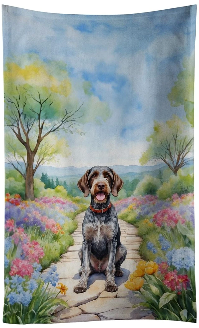 Main image of German Wirehaired Pointer Spring Path Kitchen Towel Dish Cloths Guest Hand Towel Decorative Bathroom Towel for Face,Tea, Dishcloth, Kitchen and Bath