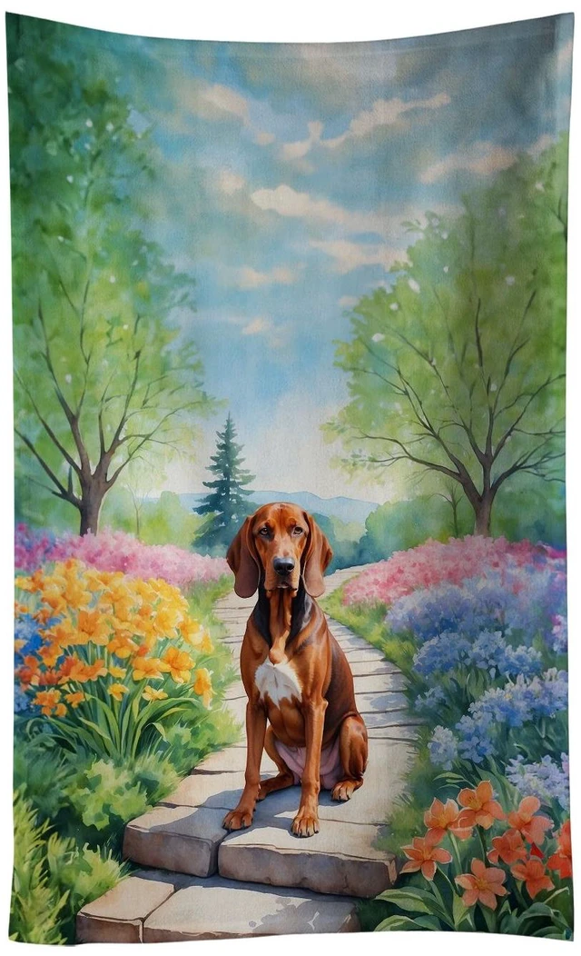 Main image of Redbone Coonhound Spring Path Kitchen Towel Dish Cloths Guest Hand Towel Decorative Bathroom Towel for Face,Tea, Dishcloth, Kitchen and Bath