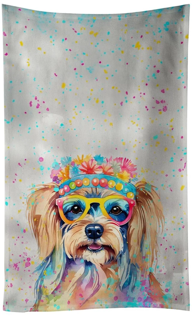 Main image of Yorkshire Terrier Hippie Dawg Kitchen Towel Dish Cloths Guest Hand Towel Decorative Bathroom Towel for Face,Tea, Dishcloth, Kitchen and Bath