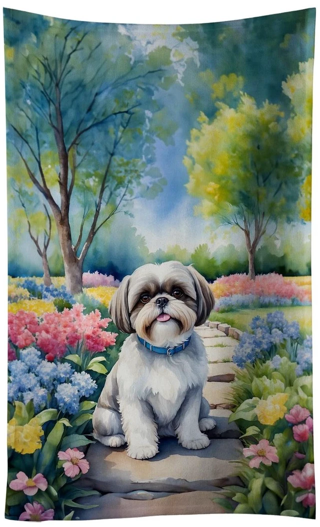 Main image of Shih Tzu Spring Path Kitchen Towel Dish Cloths Guest Hand Towel Decorative Bathroom Towel for Face,Tea, Dishcloth, Kitchen and Bath