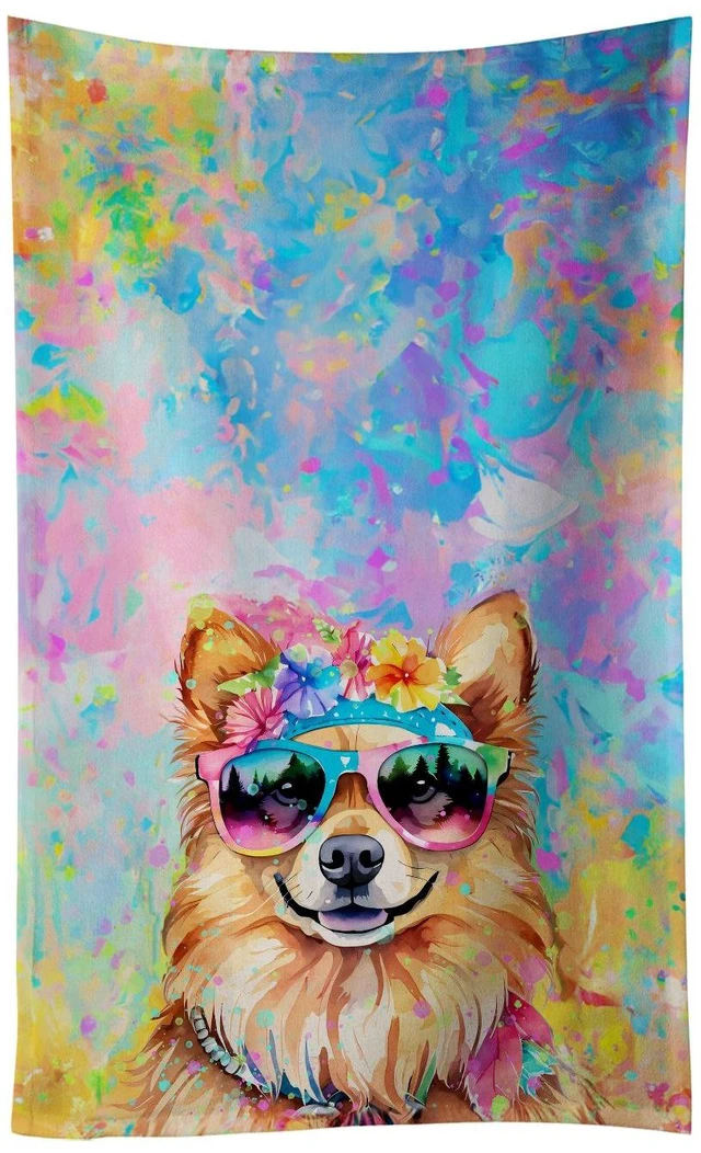 Main image of Pomeranian Hippie Dawg Kitchen Towel Dish Cloths Guest Hand Towel Decorative Bathroom Towel for Face,Tea, Dishcloth, Kitchen and Bath