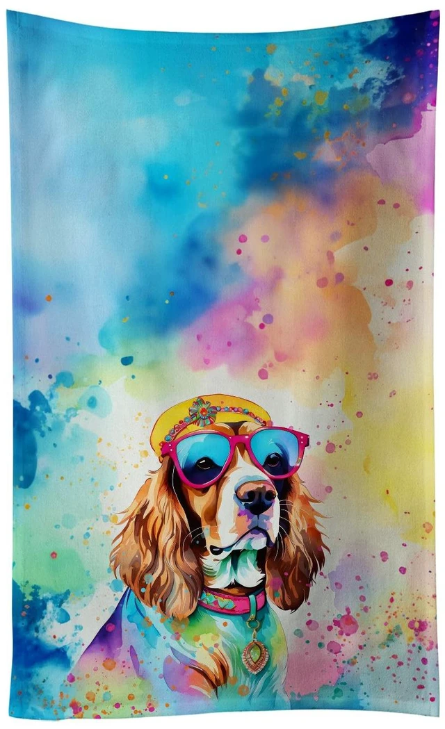 Main image of Cavalier Spaniel Hippie Dawg Kitchen Towel Dish Cloths Guest Hand Towel Decorative Bathroom Towel for Face,Tea, Dishcloth, Kitchen and Bath