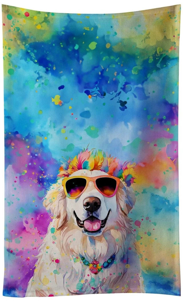 Main image of Great Pyrenees Hippie Dawg Kitchen Towel Dish Cloths Guest Hand Towel Decorative Bathroom Towel for Face,Tea, Dishcloth, Kitchen and Bath