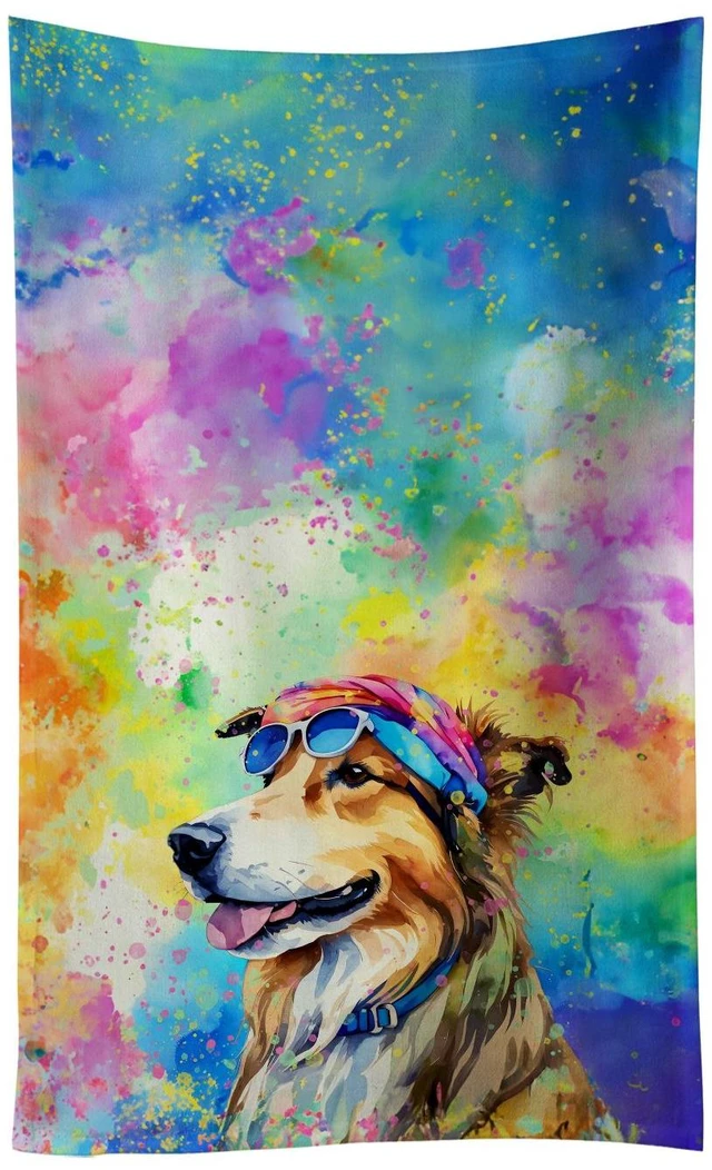 Main image of Collie Hippie Dawg Kitchen Towel Dish Cloths Guest Hand Towel Decorative Bathroom Towel for Face,Tea, Dishcloth, Kitchen and Bath