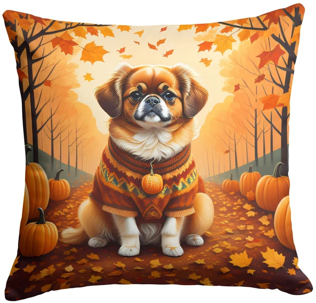 Main image of Tibetan Spaniel Fall Throw Pillow Machine Washable, Indoor Outdoor Decorative Pillow for Couch, Bed or Patio, 18Hx18W