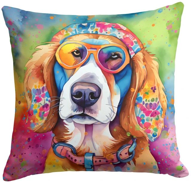 Main image of Hippie Dawg Throw Pillow Machine Washable, Indoor Outdoor Decorative Pillow for Couch, Bed or Patio, 18Hx18W