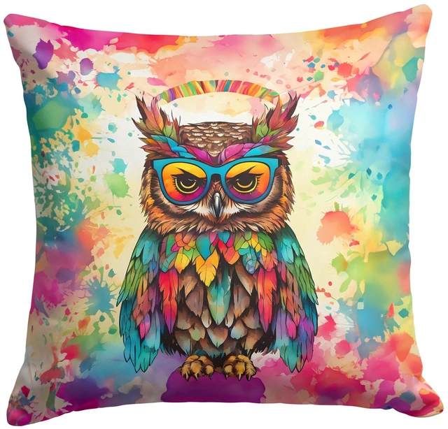 Main image of NEW Hippie Animal Owl Throw Pillow Machine Washable, Indoor Outdoor Decorative Pillow for Couch, Bed or Patio, 18Hx18W
